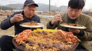 아삭한 김장김치에 한우 넣은 솥뚜껑 짜파구리 먹방! (Ram-don with Korean beef & New Kimchi) 요리&먹방!! - Mukbang eating show