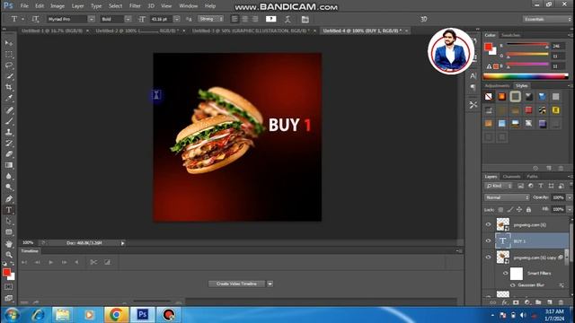 How To Design Burger Social Media Poster In Adobe Photoshop in Hindi Urdu смотреть онлайн