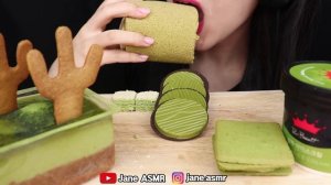 ASMR GREEN TEA, MATCHA *SMOOTHIE, TIRAMISU, ICE CREAM, BIG ROLL 녹차, 그린티, 스무디, 아이스크림, 티라미수 먹방 MUKBAN