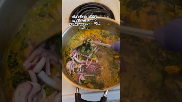 Chicken Saag with coconut milk serve with rice #indianfood смотреть онлайн