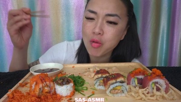 ASMR SUSHI ROLL *Full Face Friday (EATING SOUNDS) NO TALKING | SAS-ASMR