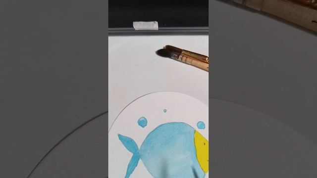 Little fish 😍 | Watercolor tutorial | маленькая рыбка акварелью обучение 🖌️ смотреть онлайн