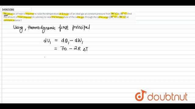 `70` calcories of heat is required to raise the temperature of `2` moles of an ideal gas at constan смотреть онлайн