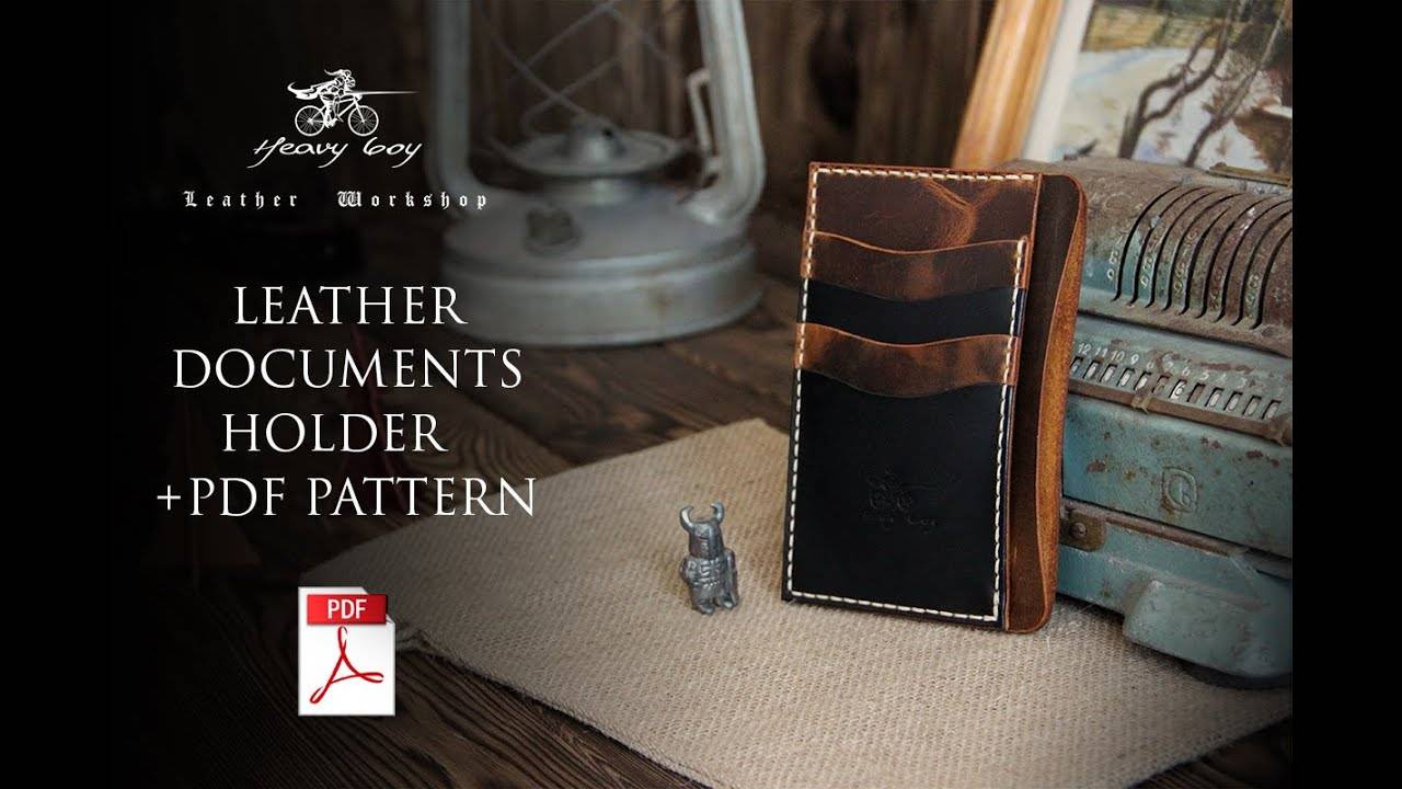 Кошелек из кожи  для автодокументов своими руками + выкройка PDF