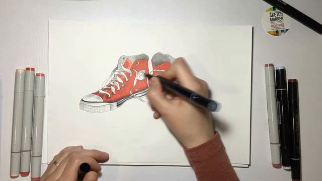Рисуем реалистичные кеды маркерами SKETCHMARKER смотреть онлайн