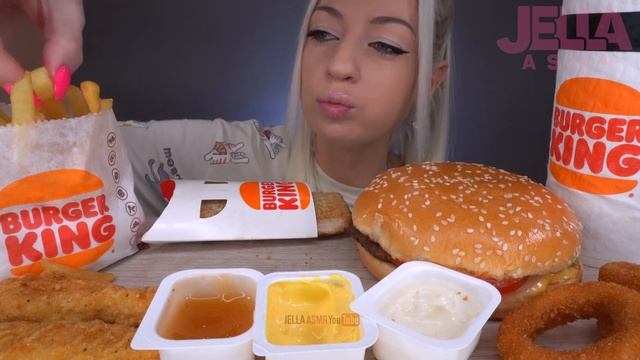 ASMR EATING BURGER KING, CHICKEN NUGGETS, ONION RINGS, FRIES, PIE (FAST FOOD) MUKBANG, 어니언링, 치킨너겟 먹