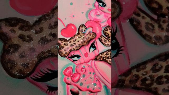 🩷 Leopard Cupcake Doll 🧁🩷Acrylic and glitter on watercolor paper 💋#shorts смотреть онлайн