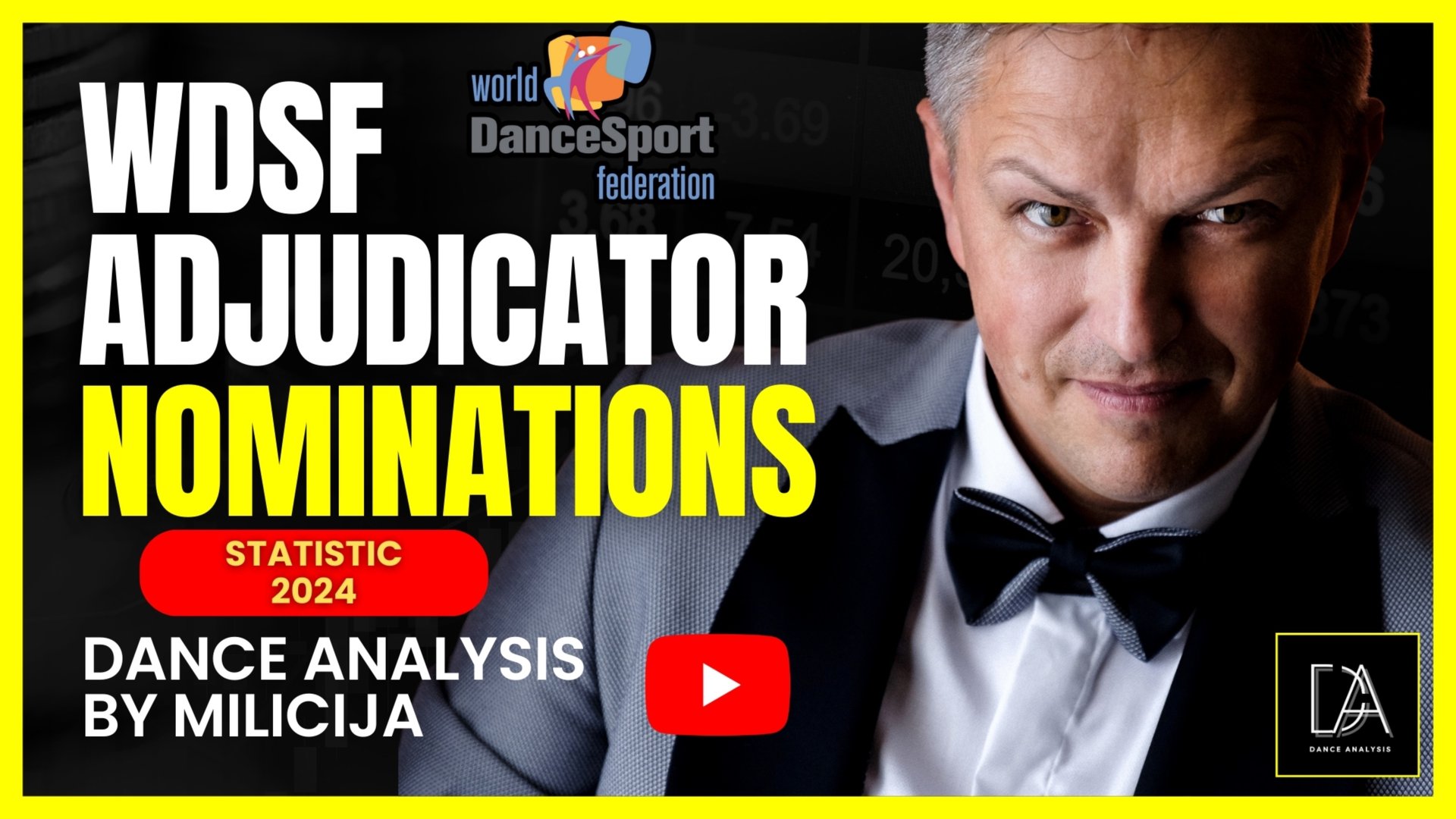 Статистика назначений судей WDSF 2024
WDSF Adjudicator Nominations Statistic 2024