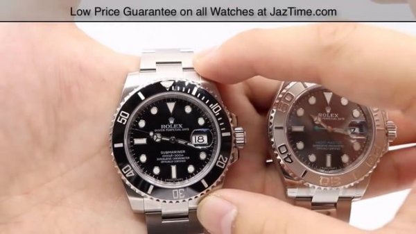 ▶ Rolex SUBMARINER (black, ceramic) vs YachtMaster 40mm (platinum bezel, rhodium) - COMPARISON