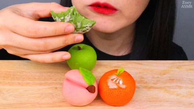 ASMR FRUIT RICE CAKES WAGASHI 과일 화과자 먹방 咀嚼音 和菓子 NO TALKING EATING SOUNDS MUKBANG смотреть онлайн
