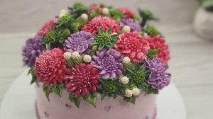 Украшение торта!  Скабиоза из крема!