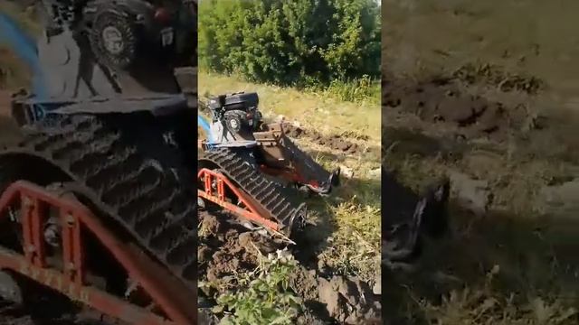 Испытания гусениц Крутец на мотоблоке с плугом по целине - отзыв покупателя смотреть онлайн