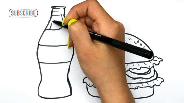 HOW TO DRAW a BURGER 🍔 and COCA-COLA? | DRAWING CheeseBURGER | DRAWING BOTTLE of CODA смотреть онлайн