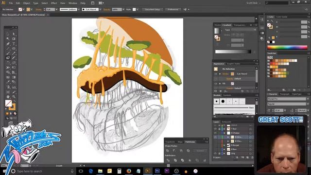 Draw, Ink and Color in Adobe Illustrator Vector Burger, Part 04 (of 7) смотреть онлайн