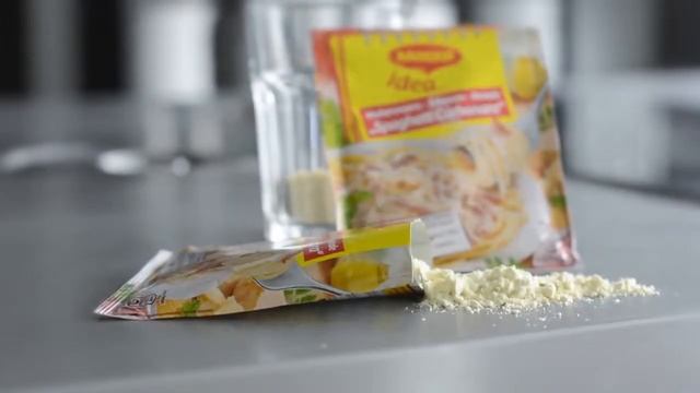 Maggi: Spaghetti Carbonara Su špinatais
