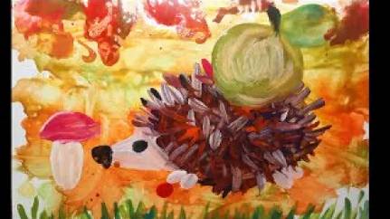 Как рисовать ежика, рисуем ежика поэтапно гуашью. смотреть онлайн