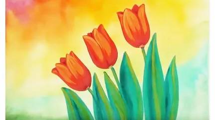 Как нарисовать цветы на 8 МАРТА поэтапно легко. Как нарисовать тюльпаны для начинающих. смотреть онлайн