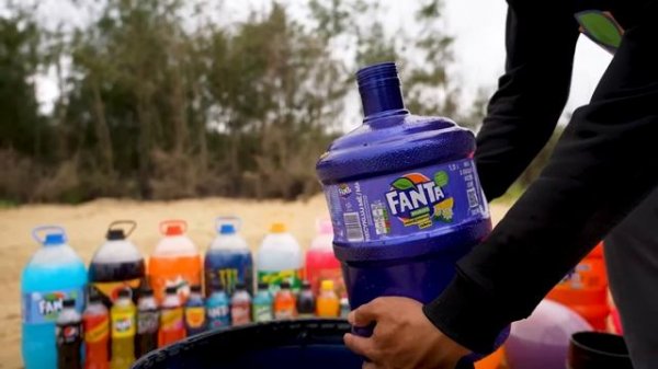 EXPERIMENT: Big Rocket of Coca Cola bottles, Mtn Dew, Mirinda, Balloons Orbeez vs Mentos Undergroun