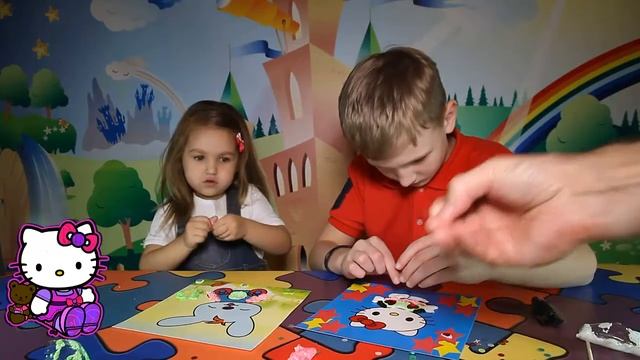 Hello #Kitty и Зайчик | Аппликация из шариковой массы Хелло Китти смотреть онлайн