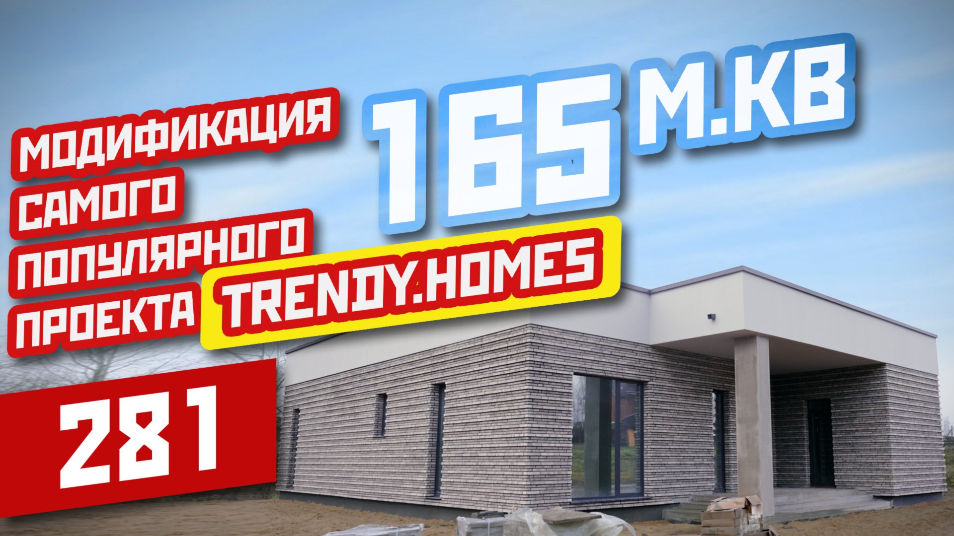 Одноэтажный дом с плоской крышей 165 м.кв. Кирпич Real Brick смотреть онлайн