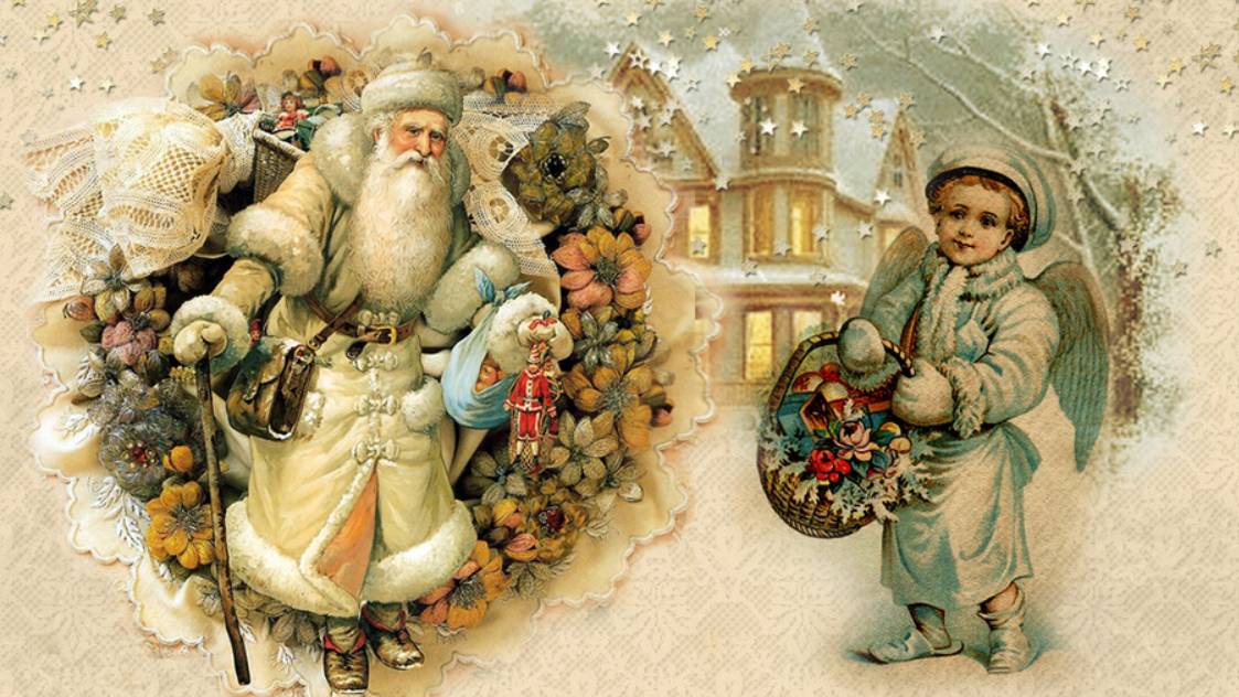 Старинные новогодние ретро открытки * смотреть онлайн