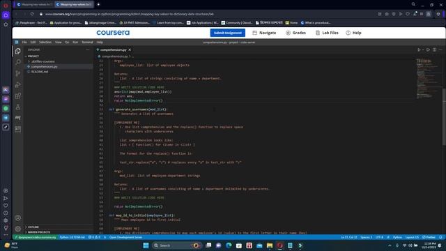 Programming Assignment: Mapping key-values to Dictionary data structures Coursera смотреть онлайн