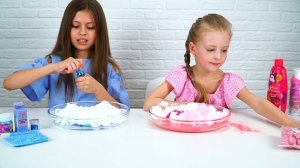 Cлайм Челлендж - Голубой Против Розового | Битва Слаймов из Случайных Ингредиентов Одного Цвета