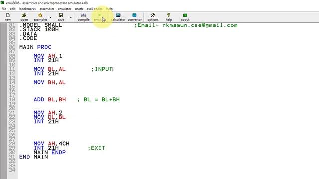 6. Assembly Language Bangla Tutorial Emu8086- Add Two Numbers(Bangla | বাংলা)