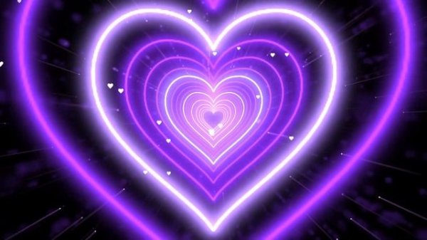 Сердечный туннель 4K - Фон с фиолетовым сердцем.