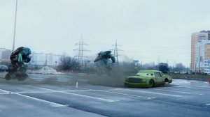 Lightning McQueen TRANSFORMERS in Real Life on Road cars PIXAR