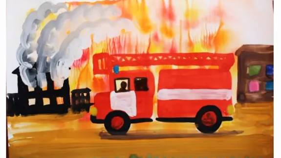 Как нарисовать пожарную машину поэтапно. Видео урок рисования гуашью для начинающих. смотреть онлайн