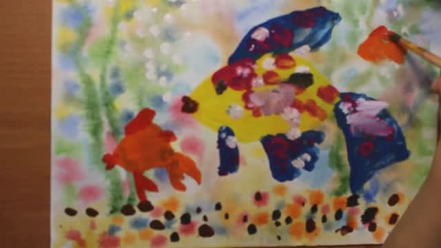 Золотая рыбка. Как нарисовать рыбку гуашью поэтапно. смотреть онлайн