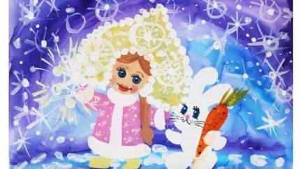 Как нарисовать Снегурочку легко, поэтапно, гуашью. смотреть онлайн