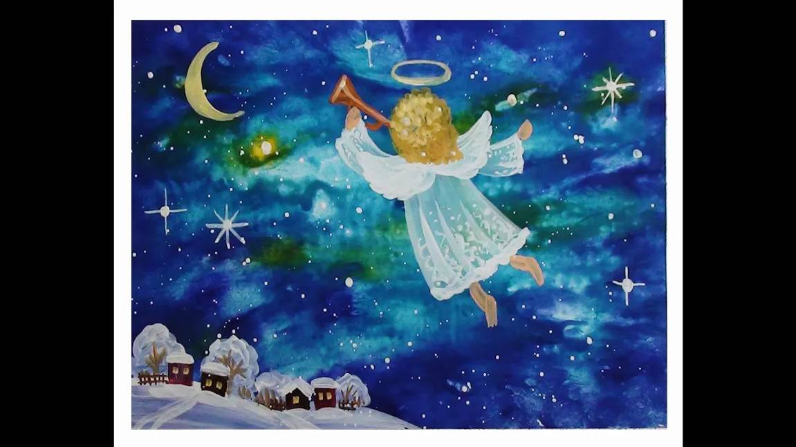 Как легко нарисовать ангела. РОЖДЕСТВЕНСКИЙ АНГЕЛ. Поэтапный рисунок гуашью. смотреть онлайн