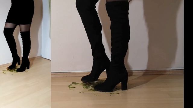 Boots crush kiwi | Boots trample kiwi | Crushing with black high boots смотреть онлайн