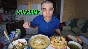 МУКБАНГ СУП ГОРОХОВЫЙ / РЫБНЫЕ КОТЛЕТЫ / МАКАРОНЫ / САЛАТ / КОНФЕТЫ / EATING MUKBANG ASMR АСМР
