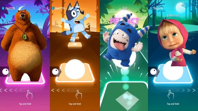Grizzly and The Lemmings - Bluey - Oddbods - Masha || Tiles Hop EDM Rush 🎶🎧🎶 смотреть онлайн