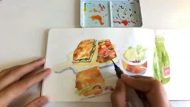 Italian Sandwiches in Watercolor - Speed Painting смотреть онлайн