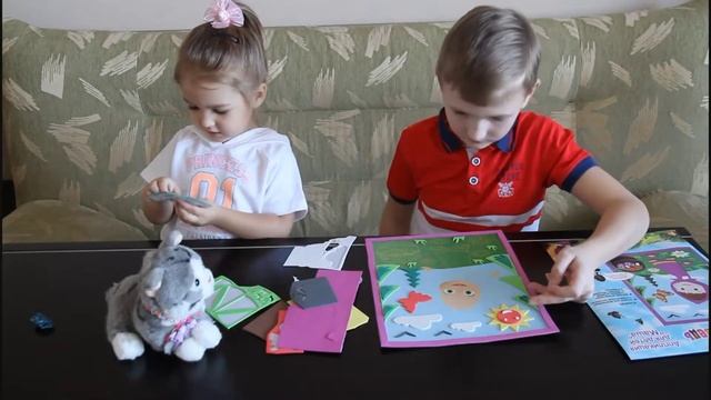 Алиса и Егор делают аппликацию из мультфильма Маша и Медведь смотреть онлайн