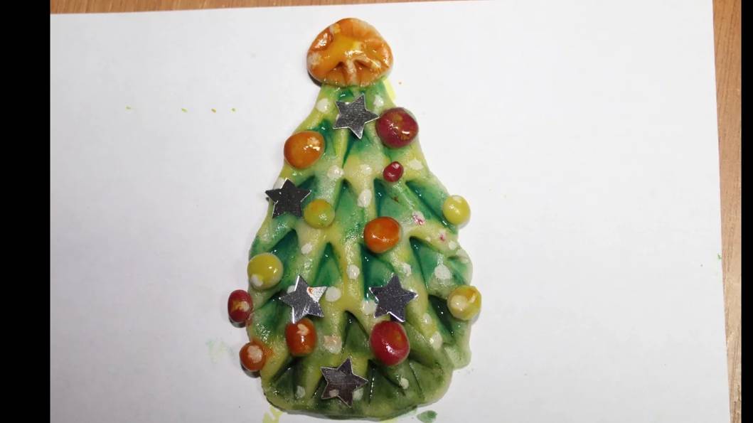 Новогодние поделки из соленого теста своими руками. Елочка. смотреть онлайн