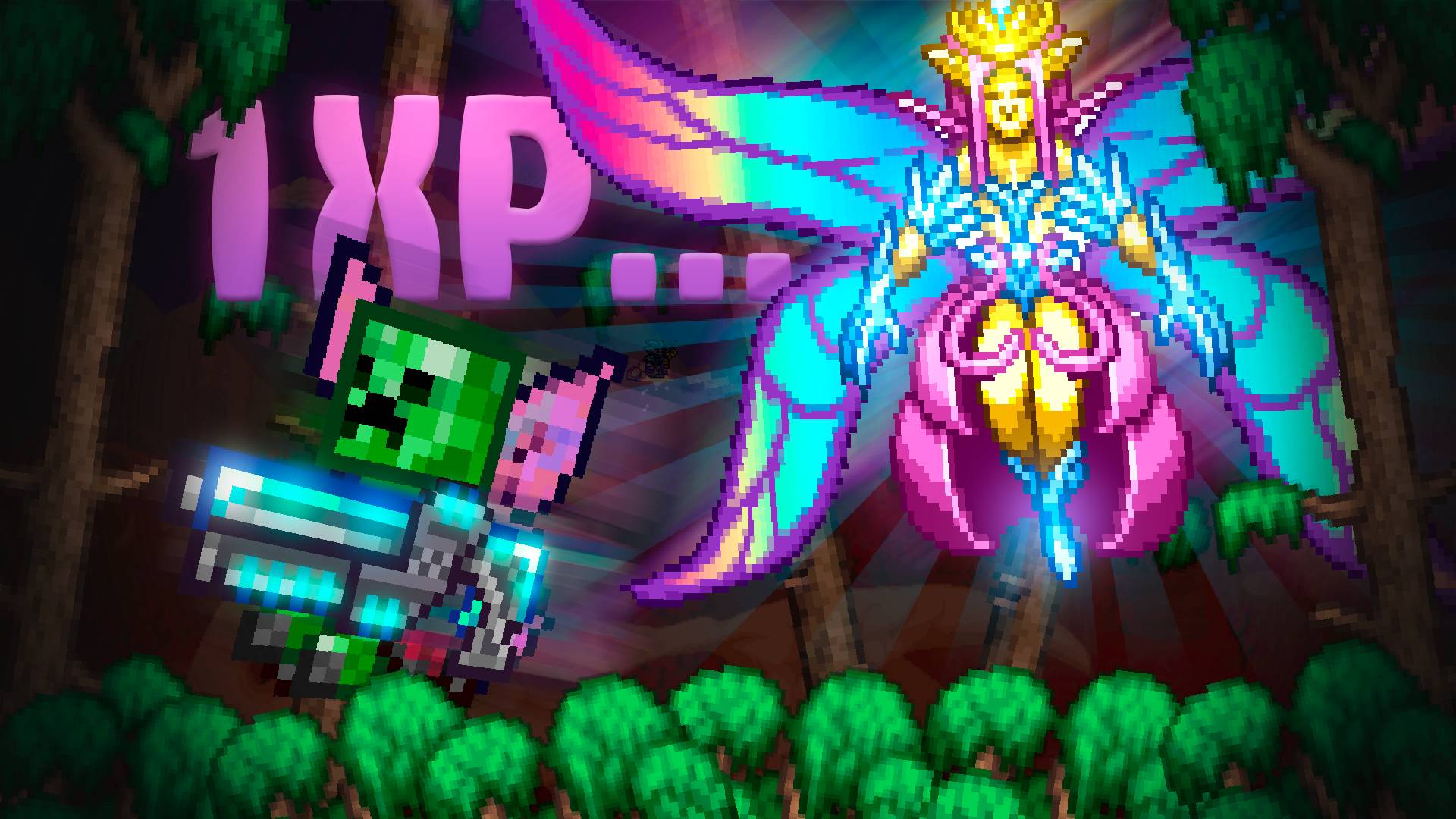 Террария, НО У Меня 1ХП ( For The Worthy + No Hit Bosses )