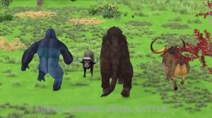 20 Mammoth Elephant Gorilla Cow vs 10 Giant Tiger Zombie Fight Baby Cow Saved By Woolly Mammoth