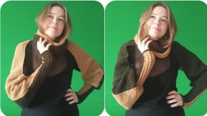 Двухцветный шарф с рукавами. часть 1\2