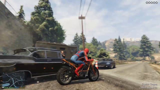 GAT 5 Spiderman Mods moto racing fly to hit the police car смотреть онлайн