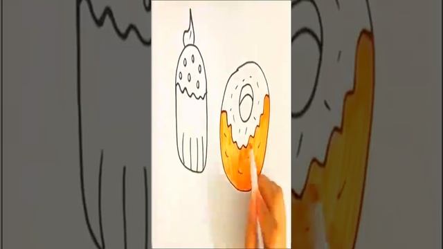 How to draw Crispy and colorful cupcakes 🍕 🍩 🍣 🍰 #shorts смотреть онлайн
