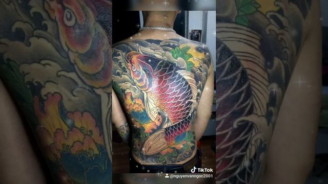 Hình Xăm cá chép hoa sen kín lưng đẹp смотреть онлайн