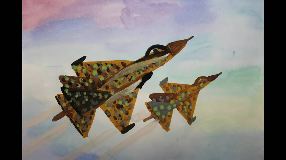 Как нарисовать самолет гуашью поэтапно. смотреть онлайн