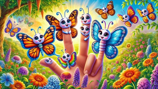 La Canción De La Familia Dedo Mariposas Canción Infantil | Mama Finger Butterflies Song In Spanish