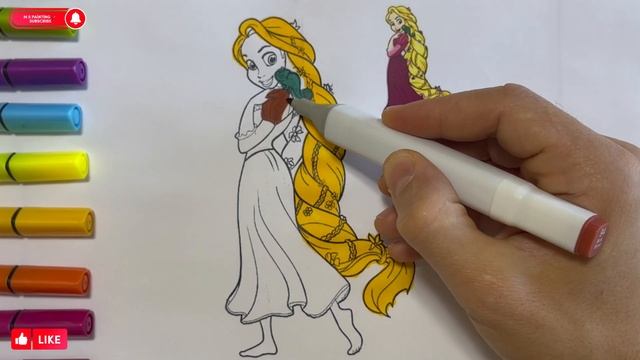 Coloring with Sticker Book Dress Up Disney Princess Ariel,Snow White,Belle,Cinderella, смотреть онлайн