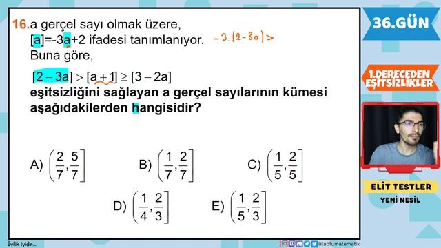 1.DERECEDEN EŞİTSİZLİKLER | ELİT TESTLER | 36.GÜN | 80 Günde Devri TYT Matematik|RENKLİ ÜCRETSİZ PD смотреть онлайн